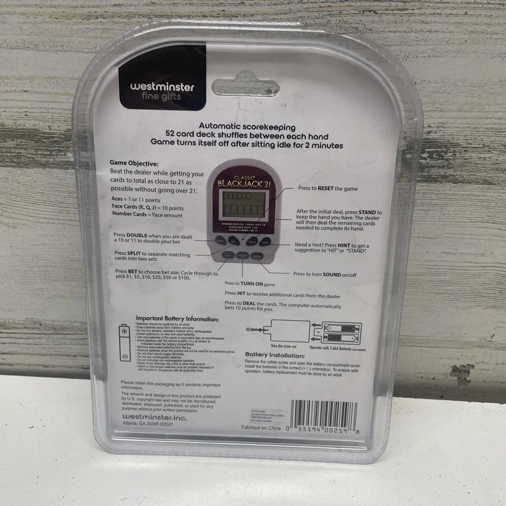 Westminster Handheld‎ Classic Blackjack 21 Mini Pocket Arcade. NIB